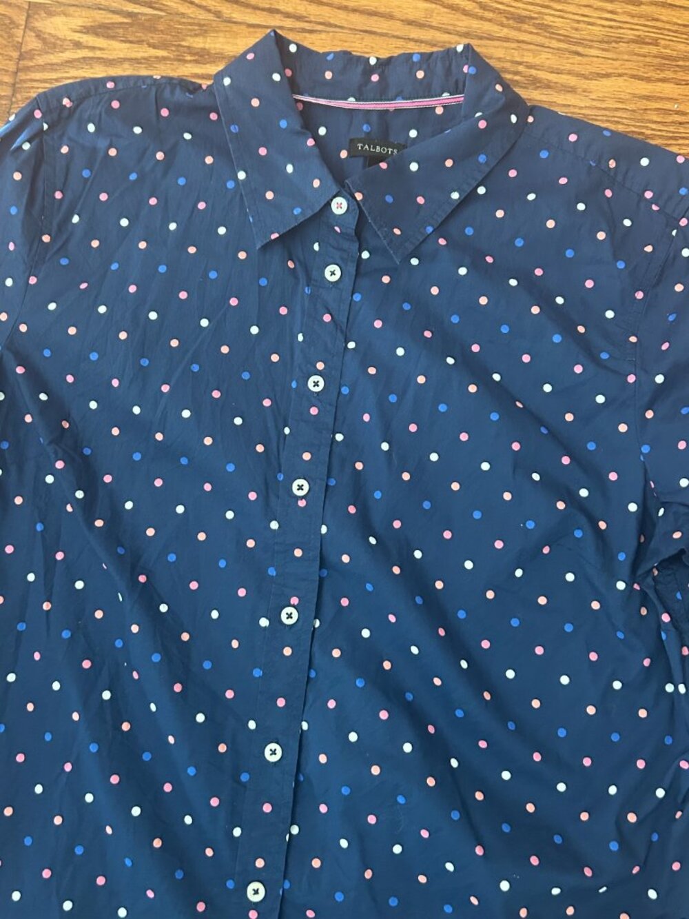 Talbots The Classic Casual Shirt Multi-Color Polka Dots Size XL Preppy Size 16 - Picture 7 of 12